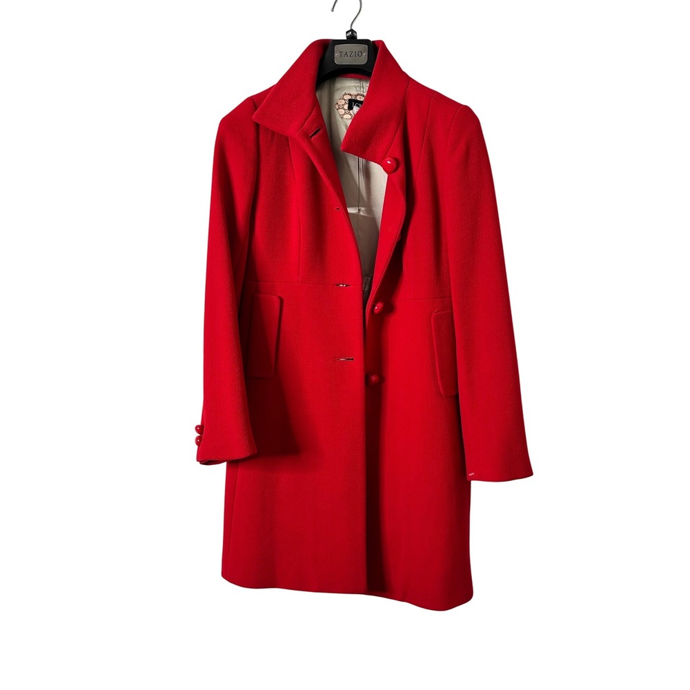 J. Crew Red Wool Blend Button Front Coat Size 4 Petite